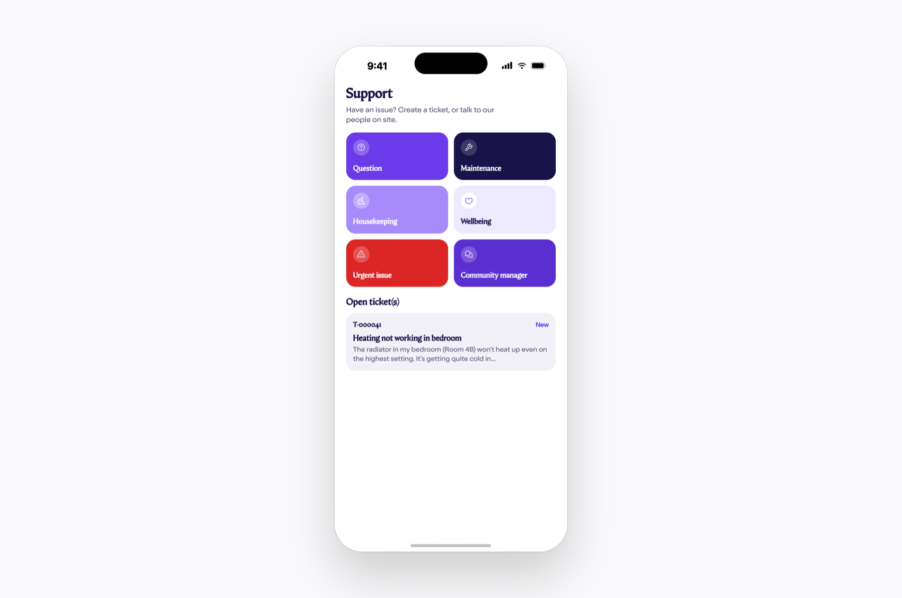 Powerhouse resident app support screen next to the same action performed by staff at the desk