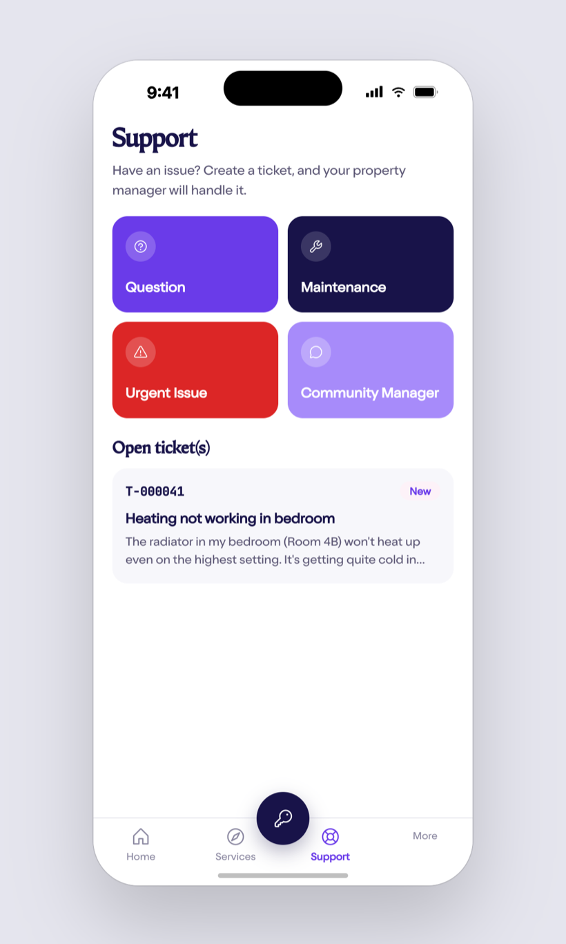 Powerhouse tenant app support screen